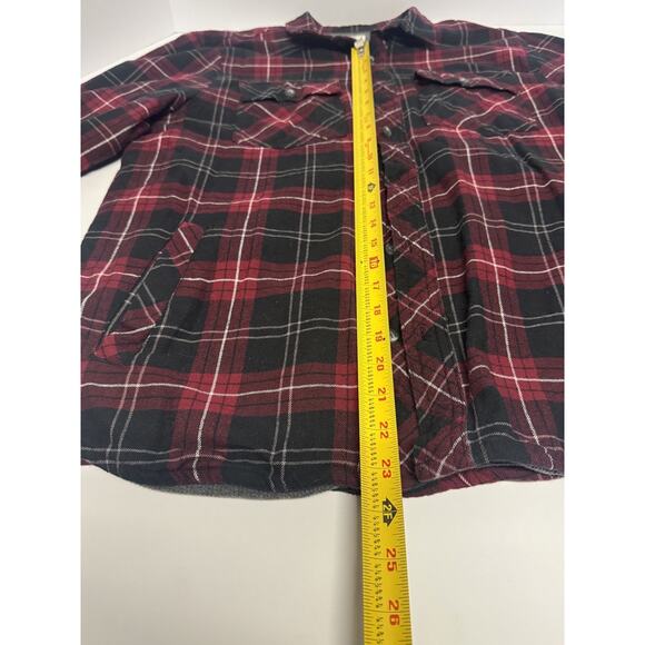 Voyager Shirt Men's Large Flannel Red Black Plaid Button Up Thermal Shacket L - Picture 6 of 10
